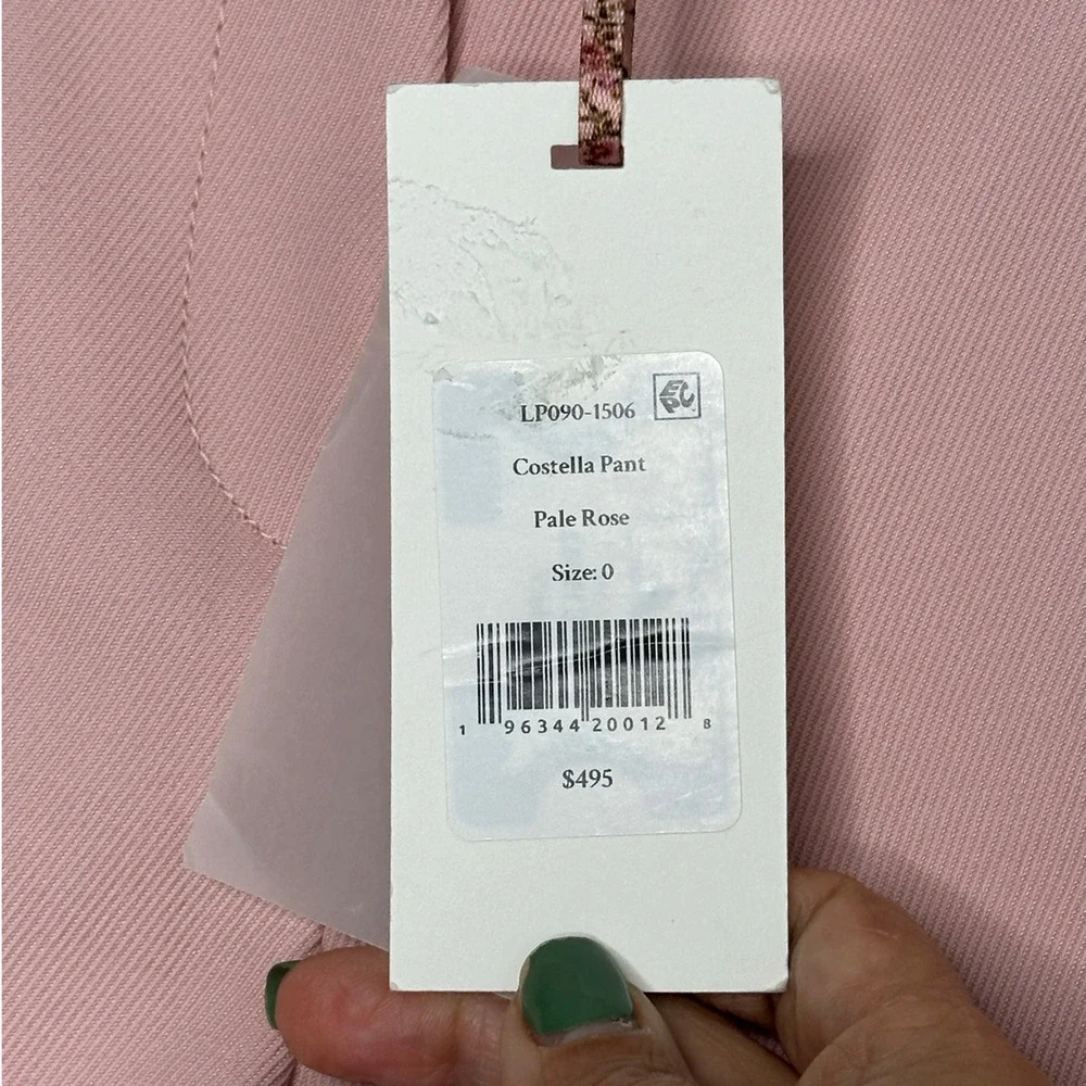 LoveShackFancy Women's Costella Pants Size 0, Color Pale Rose NWT $495 flawed - Picture 6 of 13